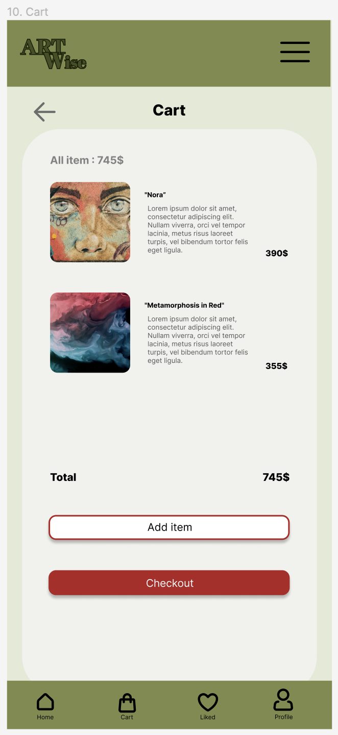 ARTWise interface before usability study